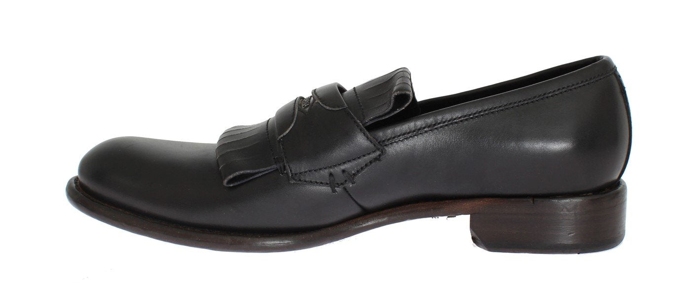 Black Leather Formal Loafers Shoes