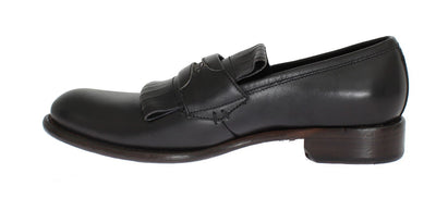 Black Leather Formal Loafers Shoes