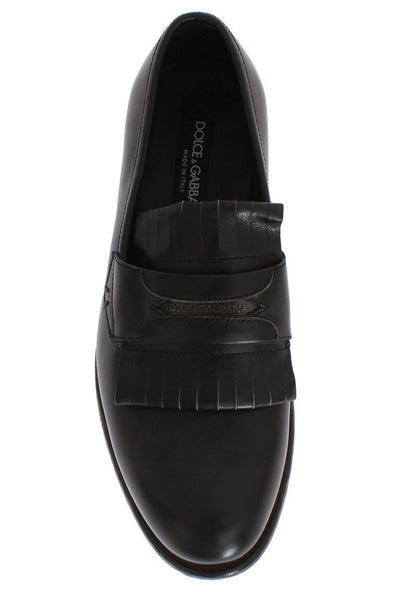 Black Leather Formal Loafers Shoes