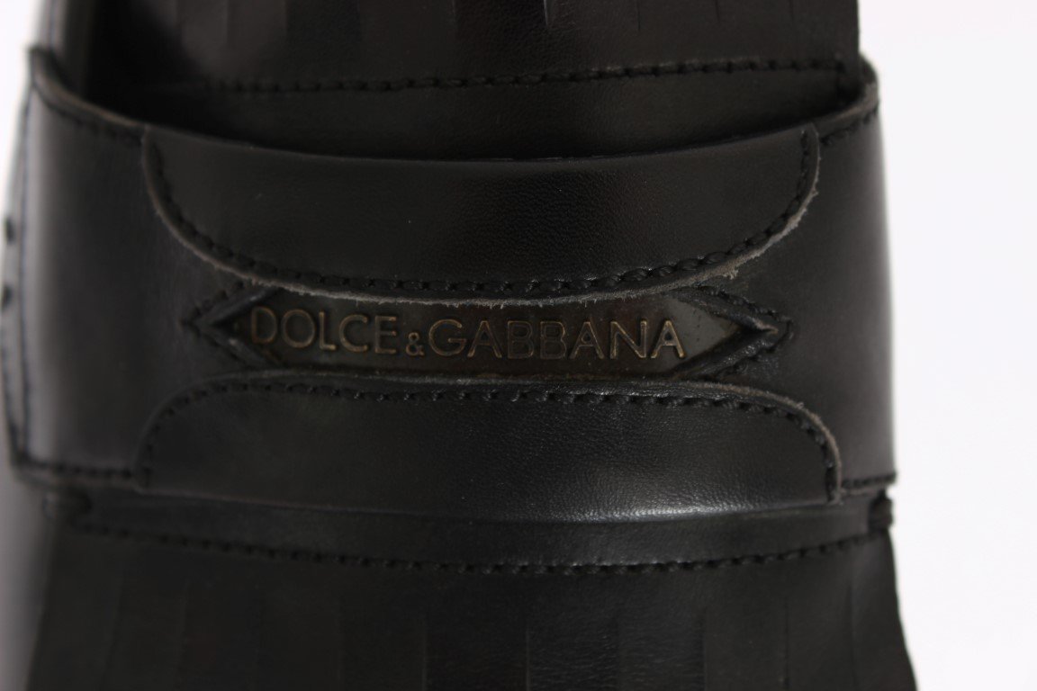 Black Leather Formal Loafers Shoes