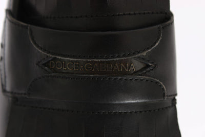 Black Leather Formal Loafers Shoes