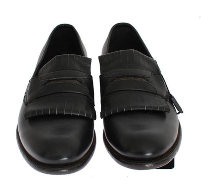 Black Leather Formal Loafers Shoes