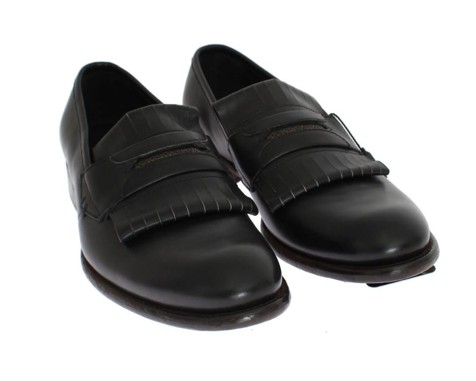Black Leather Formal Loafers Shoes