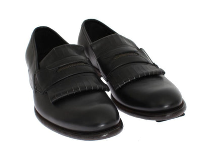 Black Leather Formal Loafers Shoes
