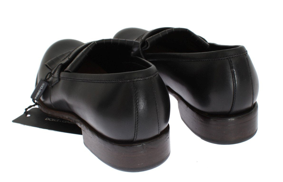 Black Leather Formal Loafers Shoes