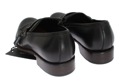 Black Leather Formal Loafers Shoes