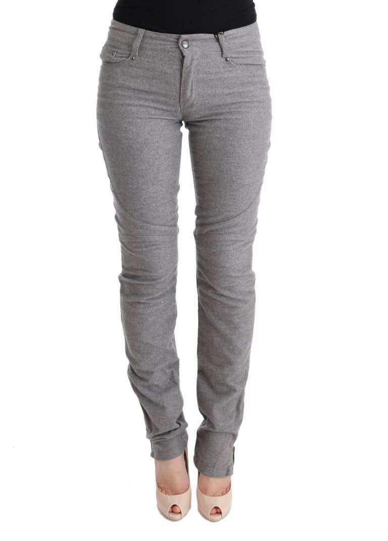Gray Cotton Skinny Casual Pants