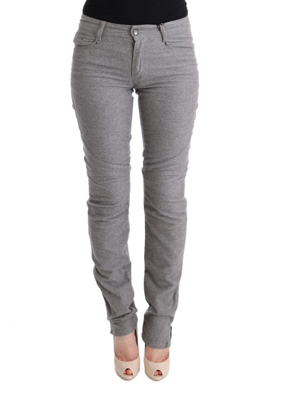 Gray Cotton Skinny Casual Pants