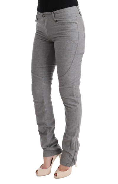 Gray Cotton Skinny Casual Pants