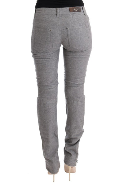 Gray Cotton Skinny Casual Pants
