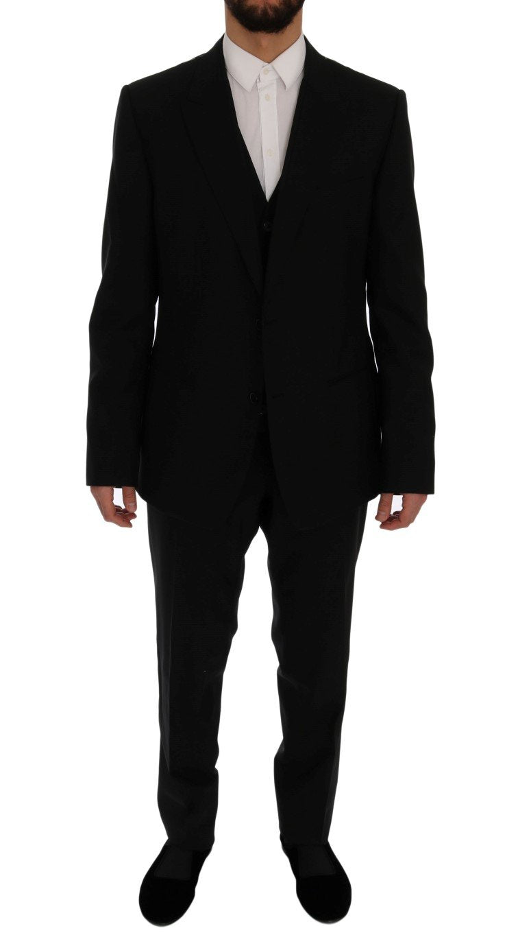 Black Wool Slim Fit 3 Piece Suit