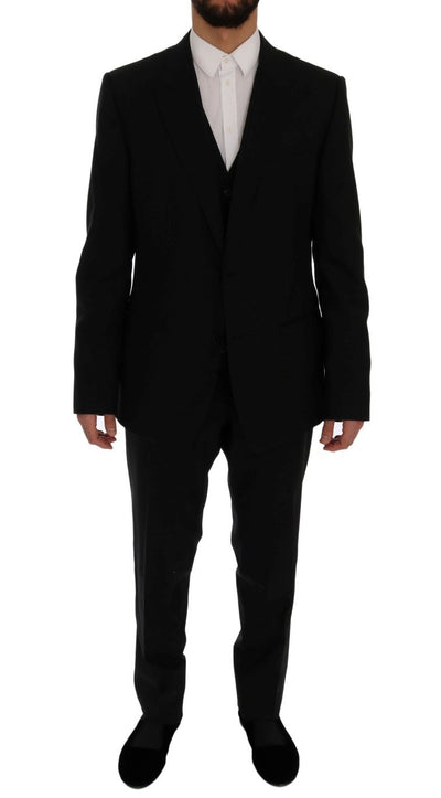 Black Wool Slim Fit 3 Piece Suit
