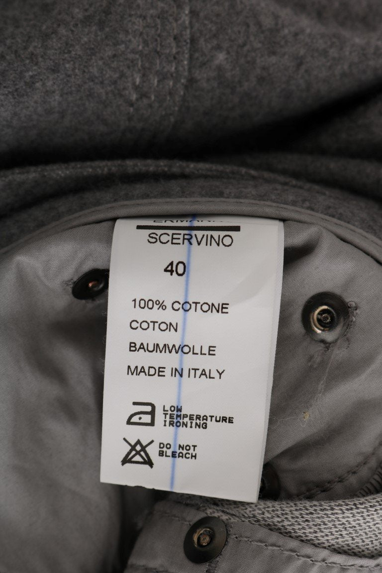 Gray Cotton Skinny Casual Pants