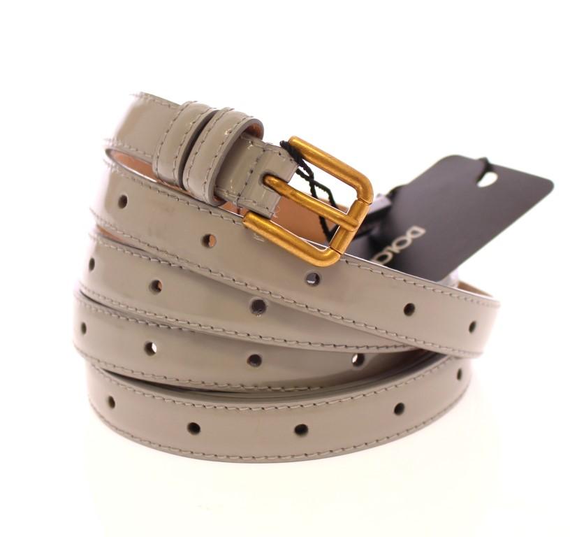 Gray Leather Logo Belt
