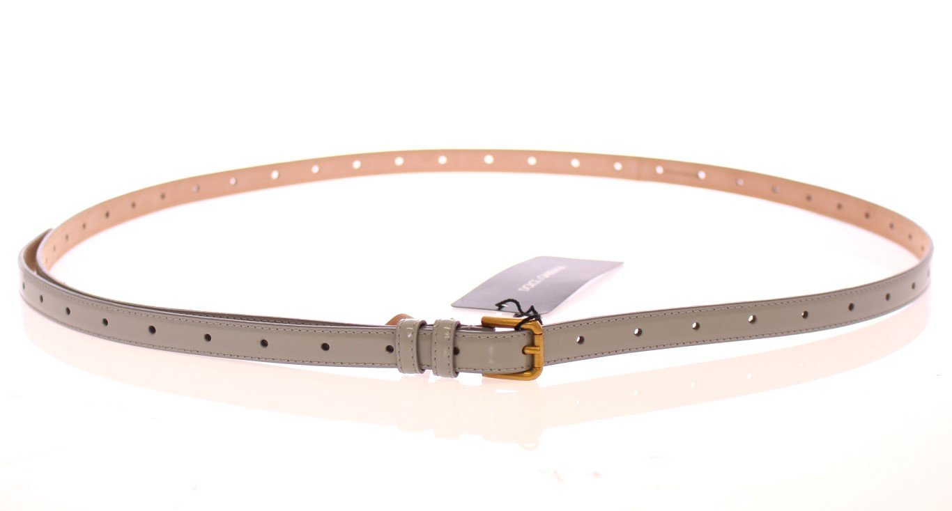 Gray Leather Logo Belt