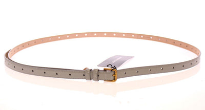 Gray Leather Logo Belt
