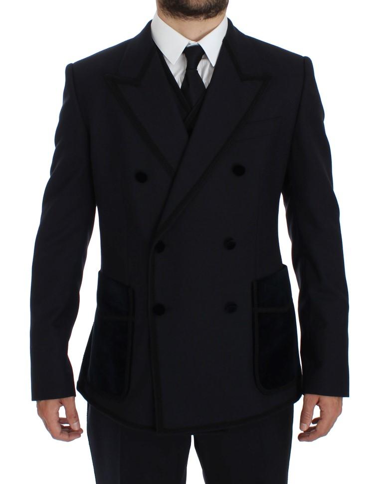 Blue Wool Torero Slim 3 Piece Suit Tuxedo