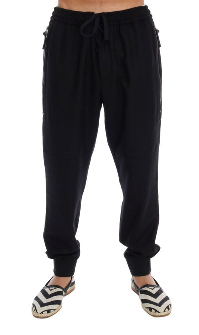 Black Wool Gym Sport Pants