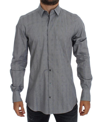 Gray Checkered Slim Fit GOLD Mens Shirt