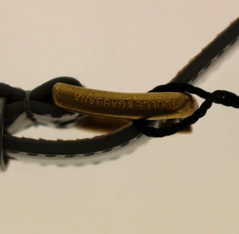 Gray Leather Logo Belt