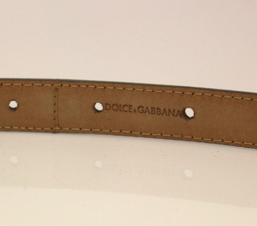 Gray Leather Logo Belt