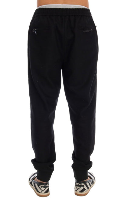 Black Wool Gym Sport Pants