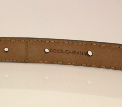 Gray Leather Logo Belt