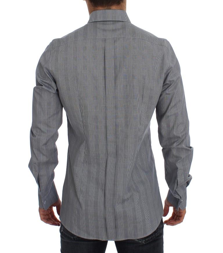 Gray Checkered Slim Fit GOLD Mens Shirt