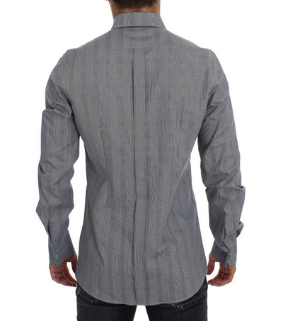 Gray Checkered Slim Fit GOLD Mens Shirt