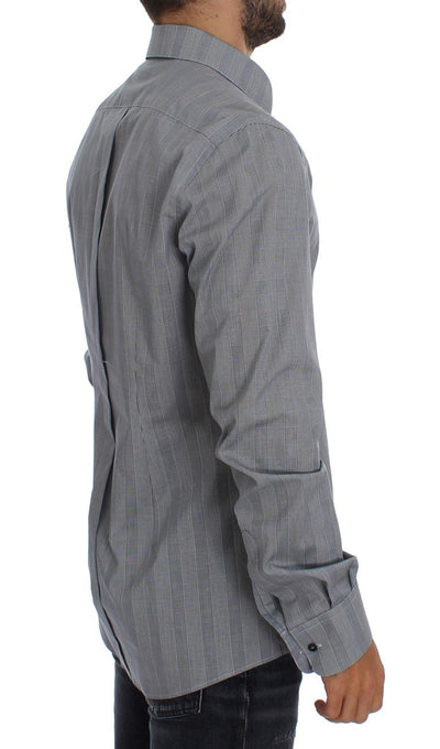 Gray Checkered Slim Fit GOLD Mens Shirt