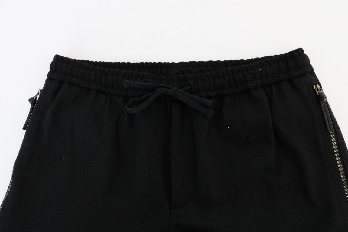 Black Wool Gym Sport Pants