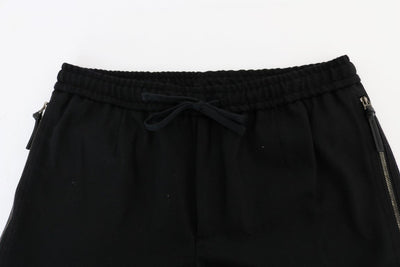 Black Wool Gym Sport Pants