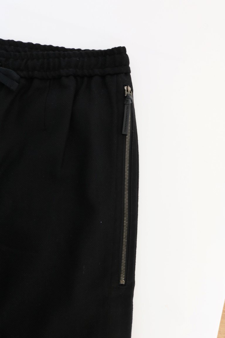Black Wool Gym Sport Pants