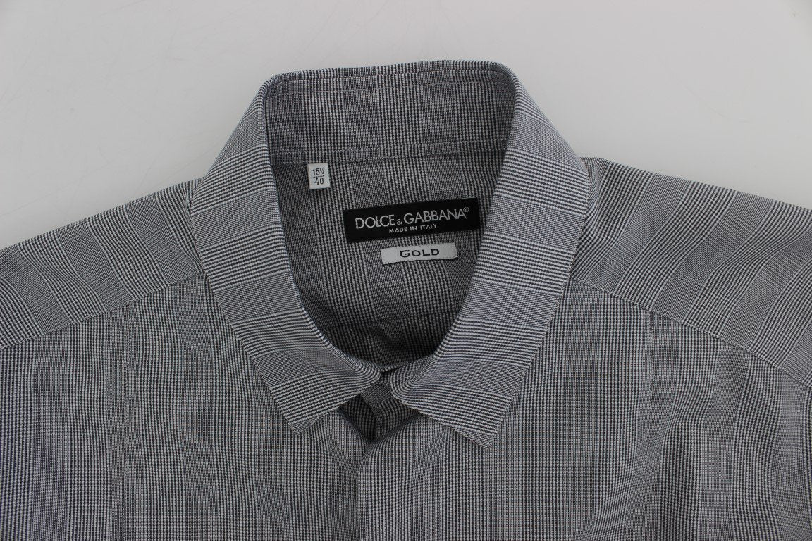 Gray Checkered Slim Fit GOLD Mens Shirt