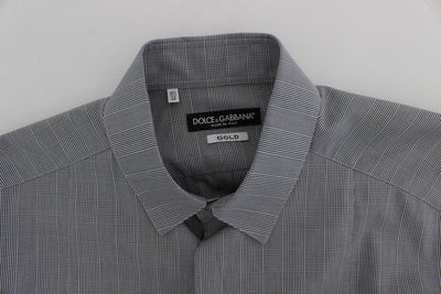 Gray Checkered Slim Fit GOLD Mens Shirt