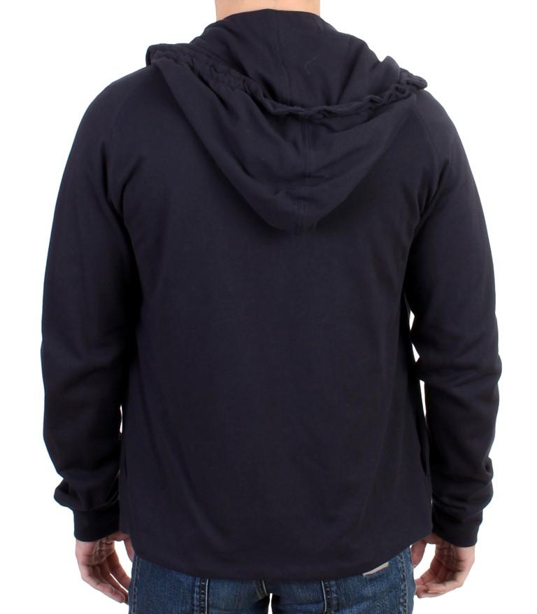 Blue hooded cotton sweater