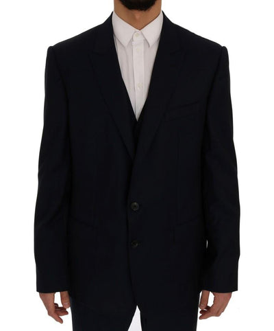 Blue Wool Martini Two Button Blazer Jacket