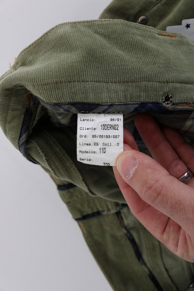 Green Cotton Regular Fit Casual Pants