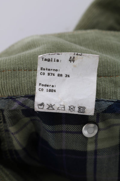 Green Cotton Regular Fit Casual Pants