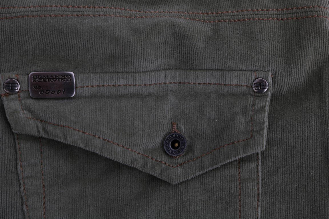 Green Cotton Regular Fit Casual Pants