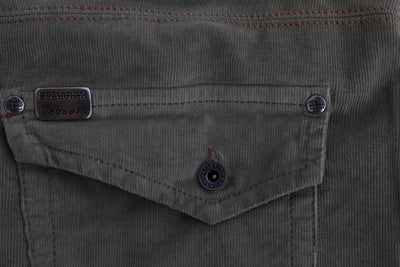 Green Cotton Regular Fit Casual Pants