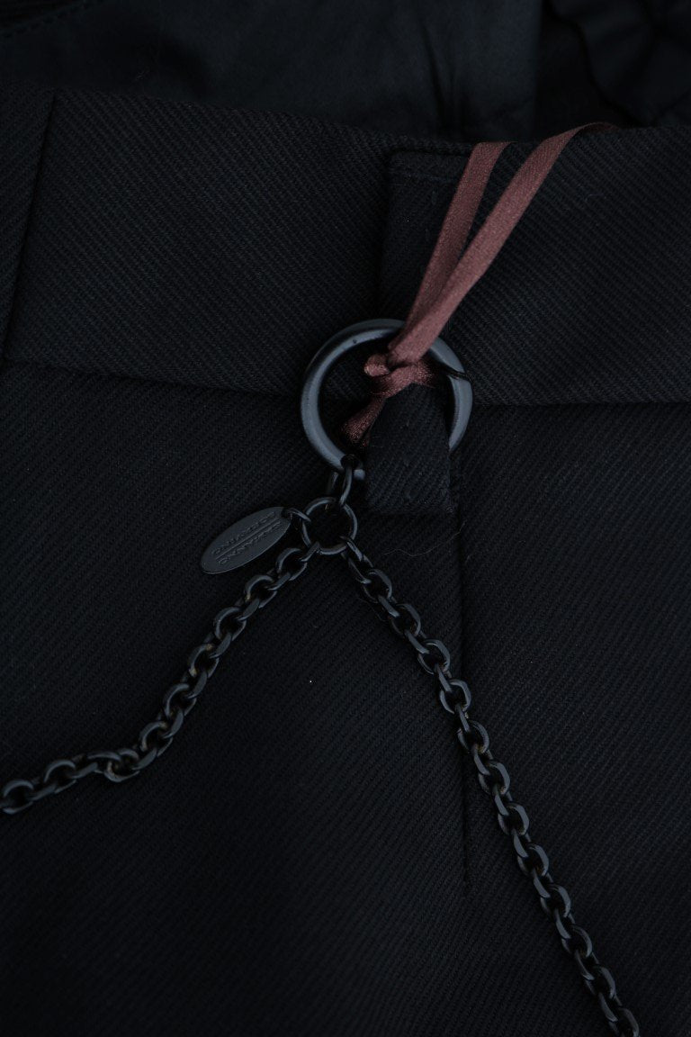 Black Wool Regular Fit Pants