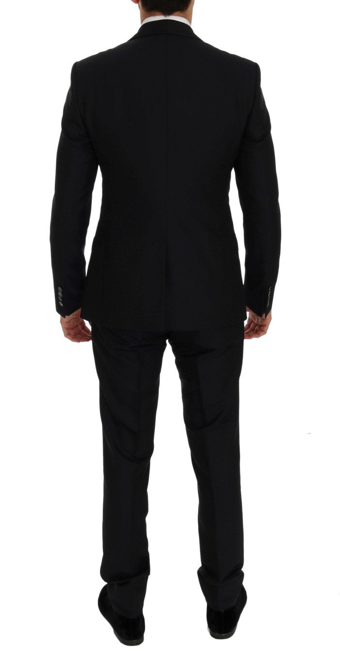 Blue Silk Wool Slim Fit 3 Piece Suit