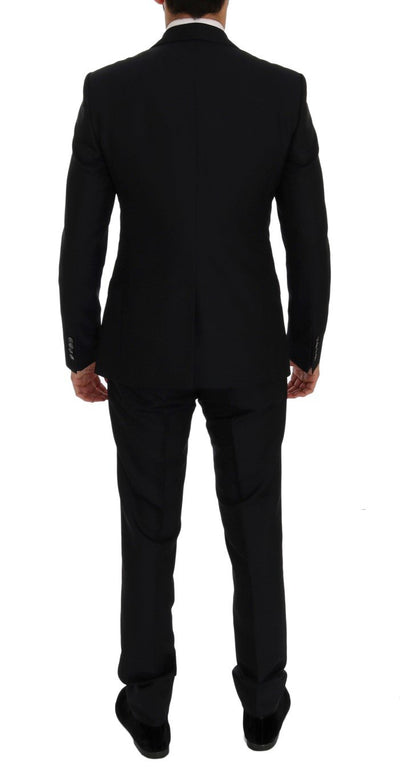 Blue Silk Wool Slim Fit 3 Piece Suit