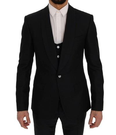 Blue Silk Wool Slim Fit 3 Piece Suit