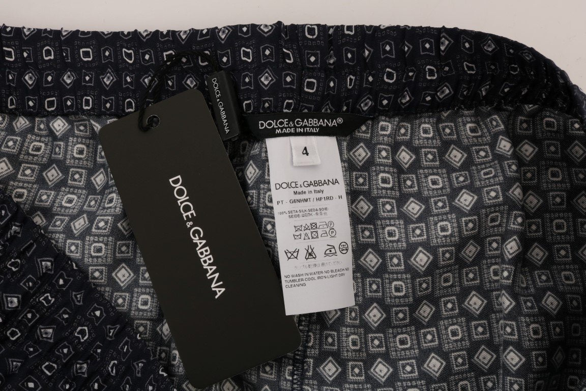 Gray Dragon Print SILK Pajama Pants