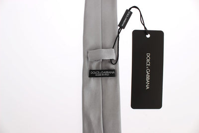 Silver Gray Solid Silk Skinny Slim Tie