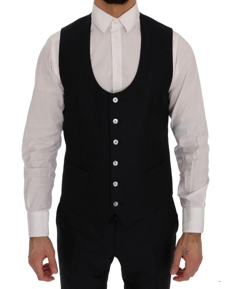 Blue Silk Wool Slim Fit 3 Piece Suit