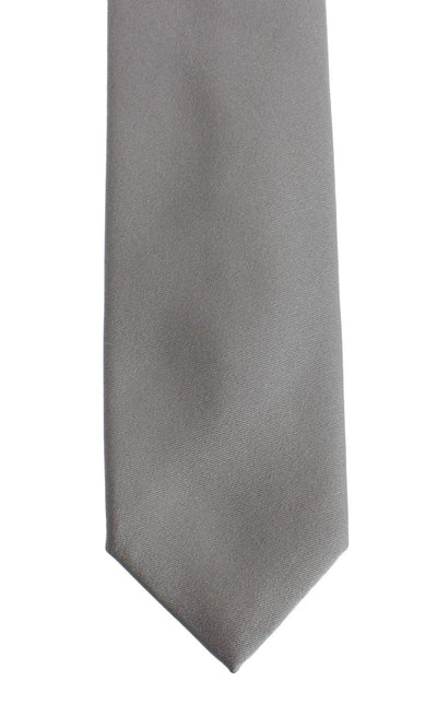 Silver Gray Solid Silk Skinny Slim Tie