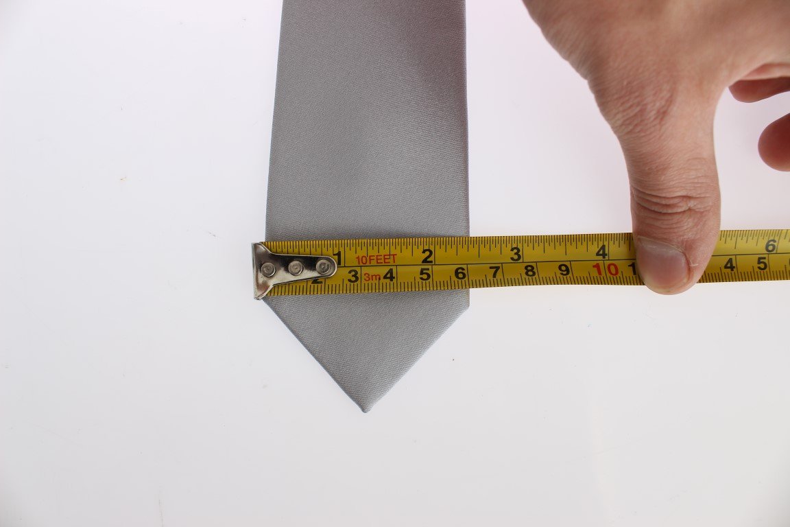Silver Gray Solid Silk Skinny Slim Tie